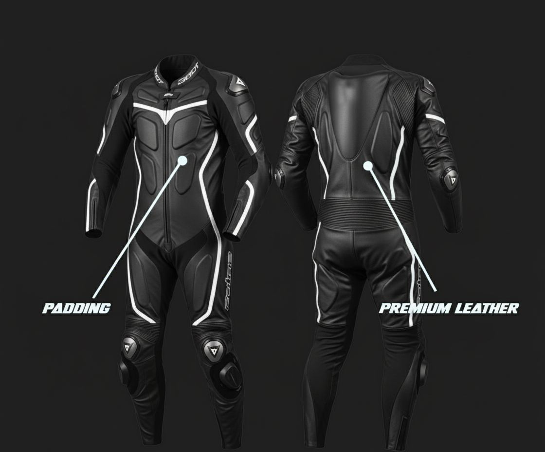 motorbike safety leather suit